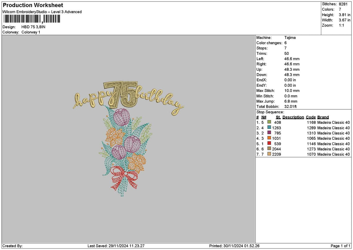 Flowers Hbd Embroidery File 6 sizes