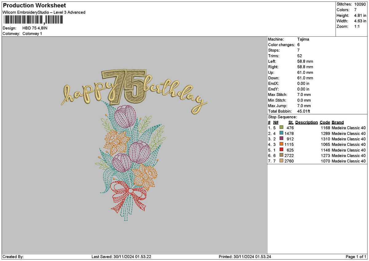 Flowers Hbd Embroidery File 6 sizes