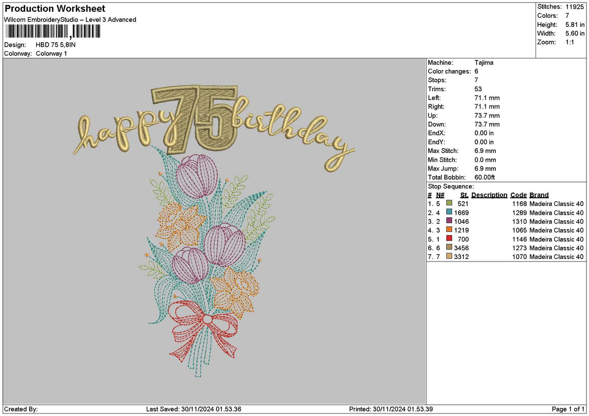 Flowers Hbd Embroidery File 6 sizes