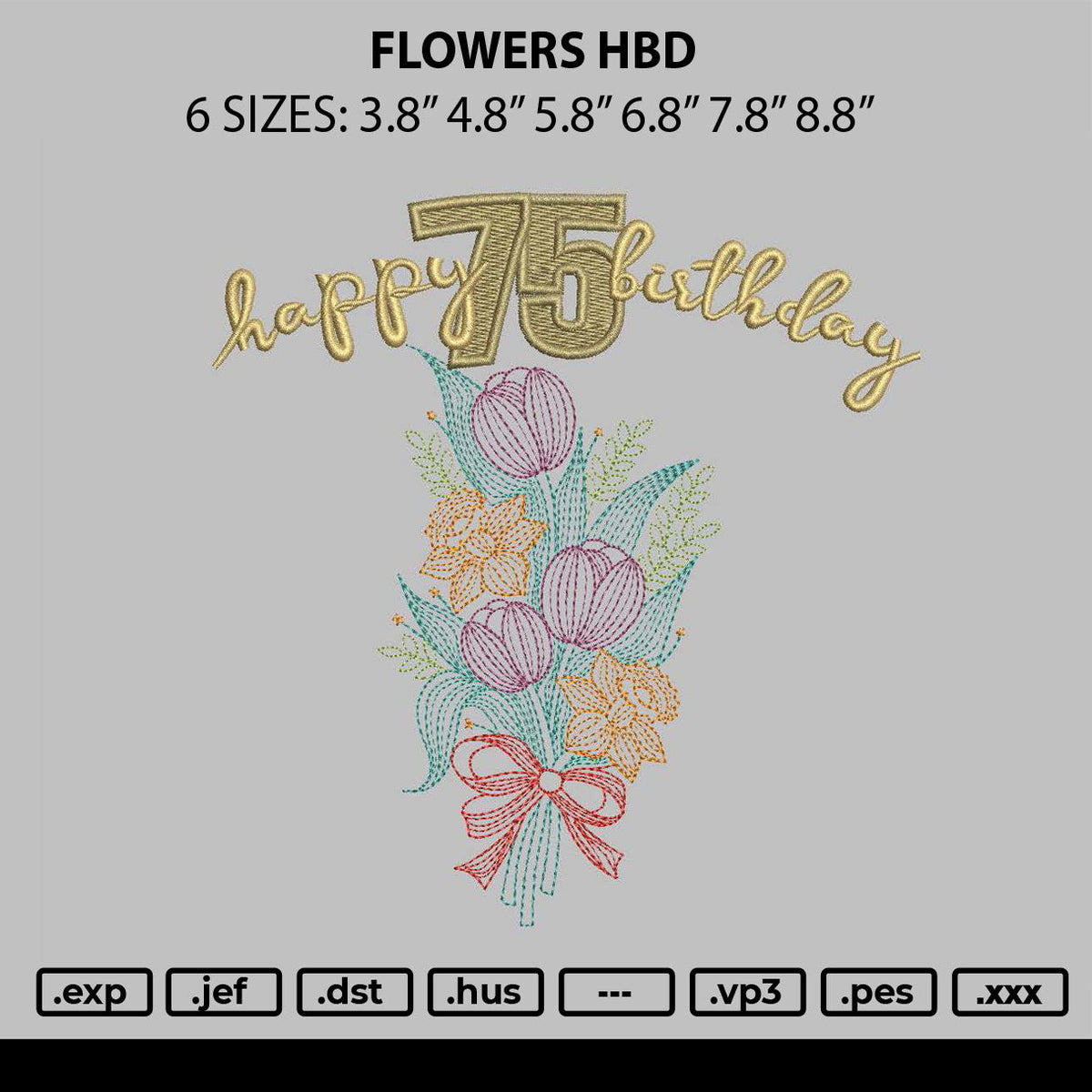 Flowers Hbd Embroidery File 6 sizes