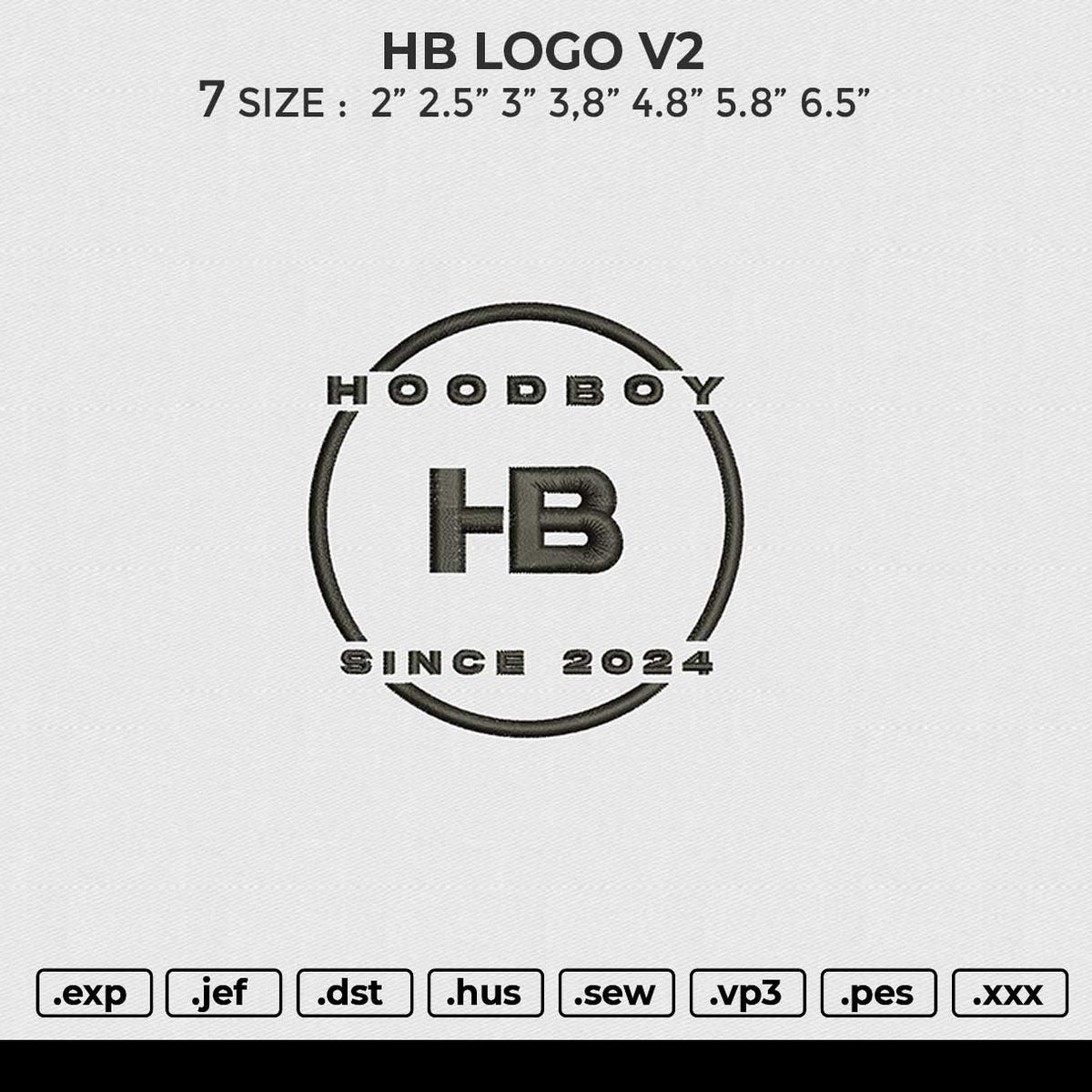 HB LOGO V2 Embroidery File 6 size