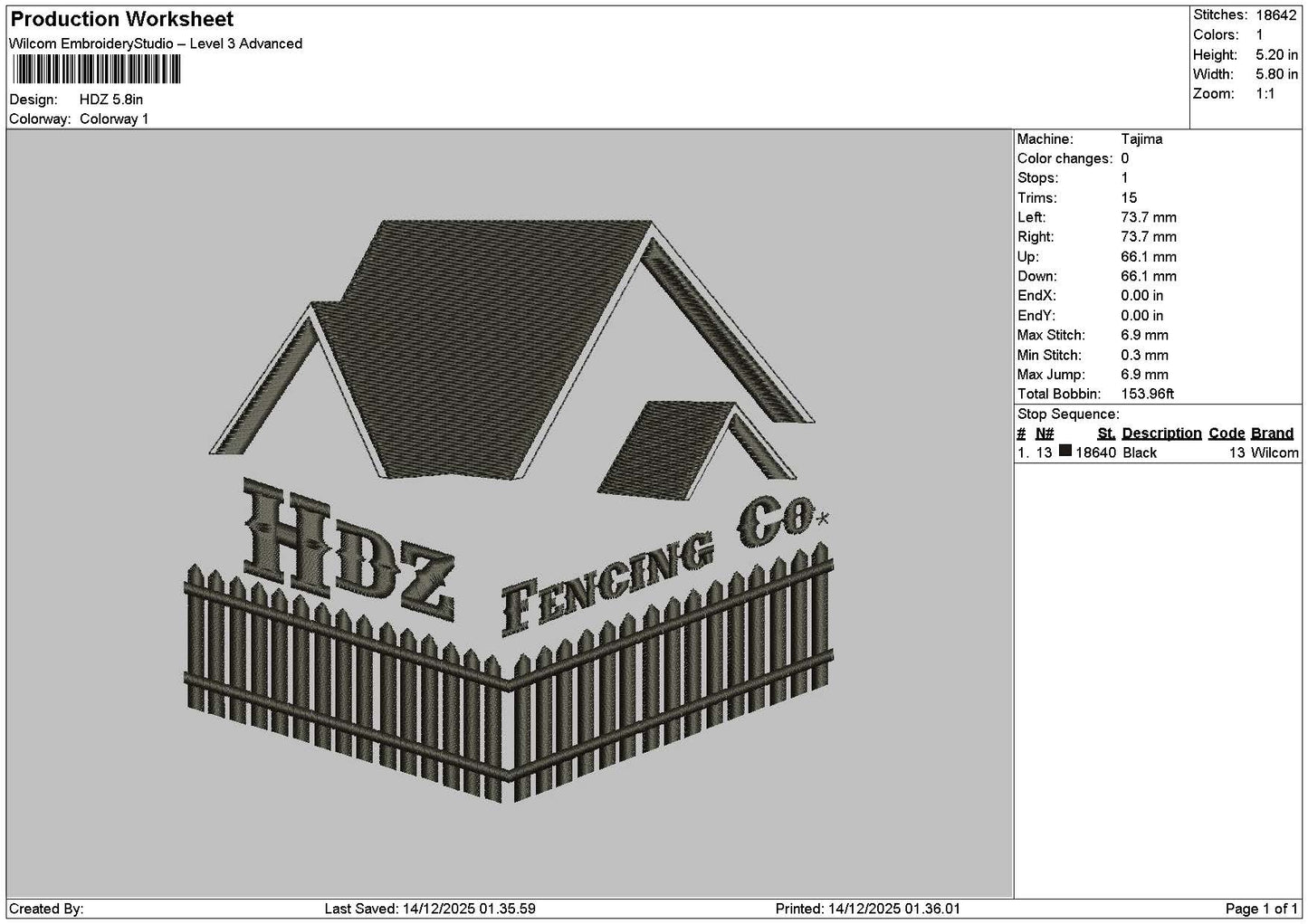 Hdztext Embroidery File 6 sizes