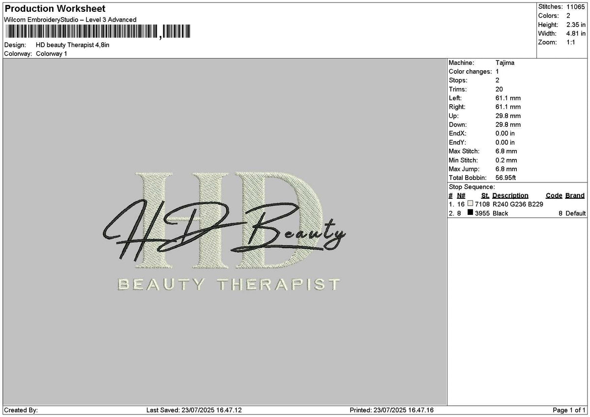 Beautytext 2307 Embroidery File 6 sizes