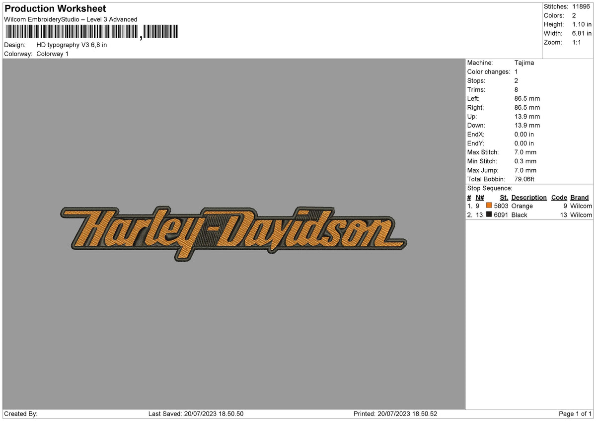 HD Typography V3 Embroidery File 6 sizes