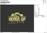 Heads Up Embroidery File 6 sizes