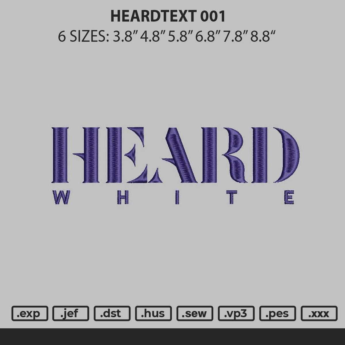 Heardtext 001 Embroidery File 6 sizes