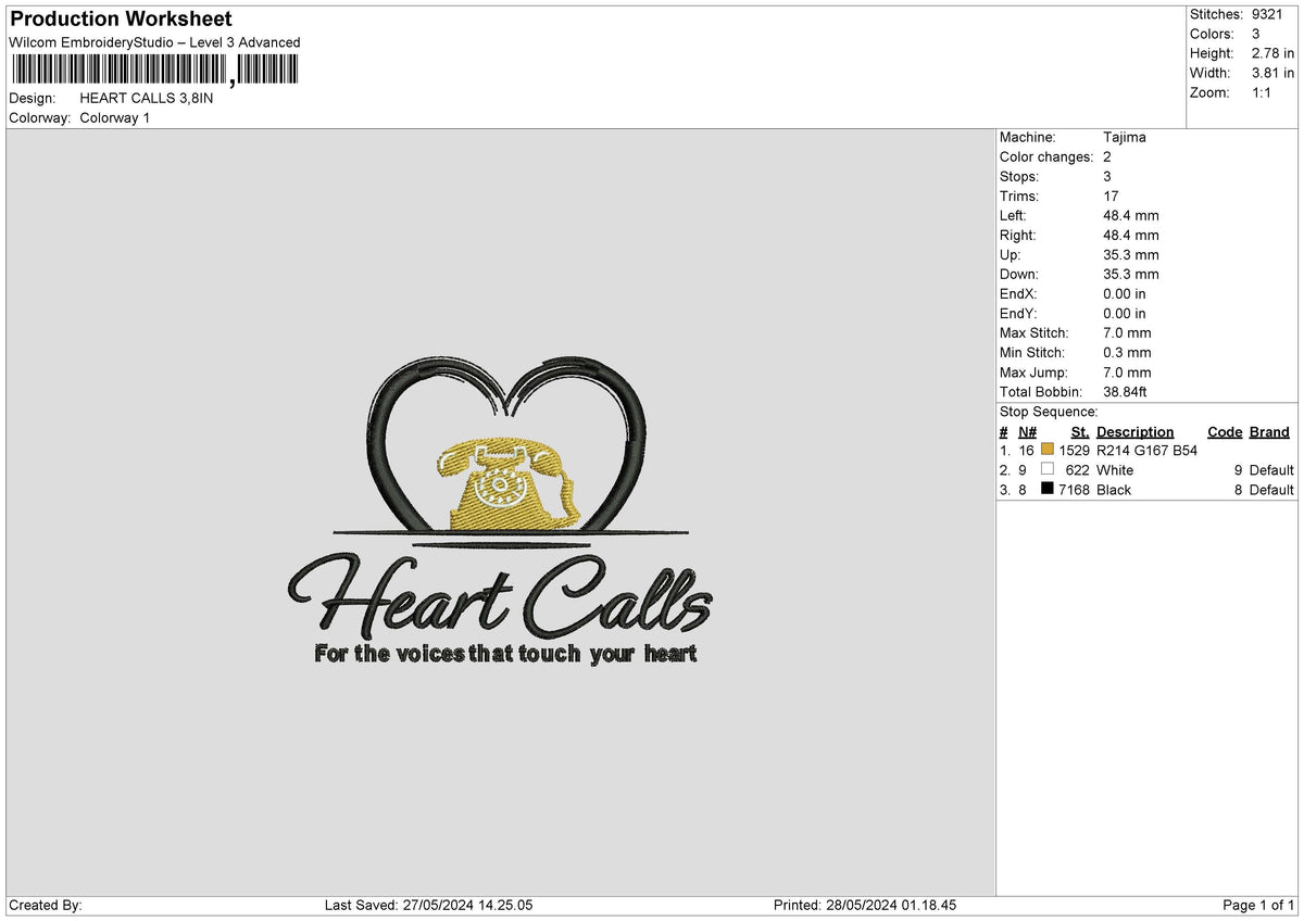 Heart Calls Embroidery File 6 sizes