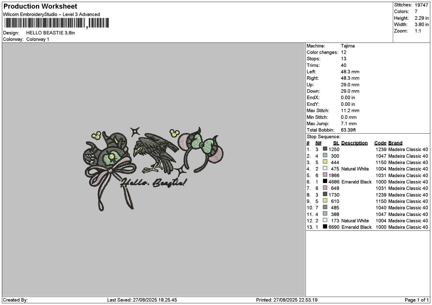 Beastietext Embroidery File 6 sizes