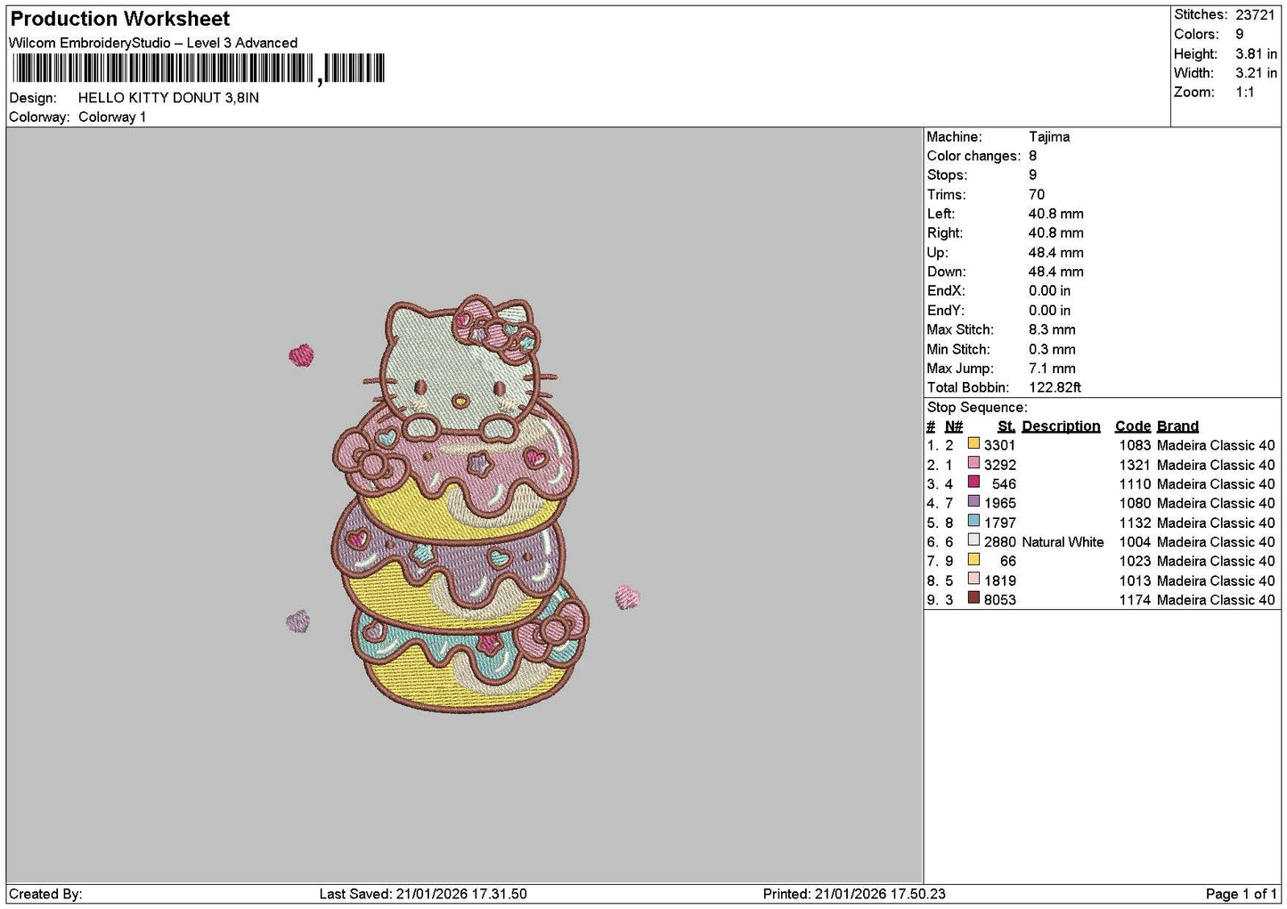 Hk Donuts Embroidery File 6 sizes