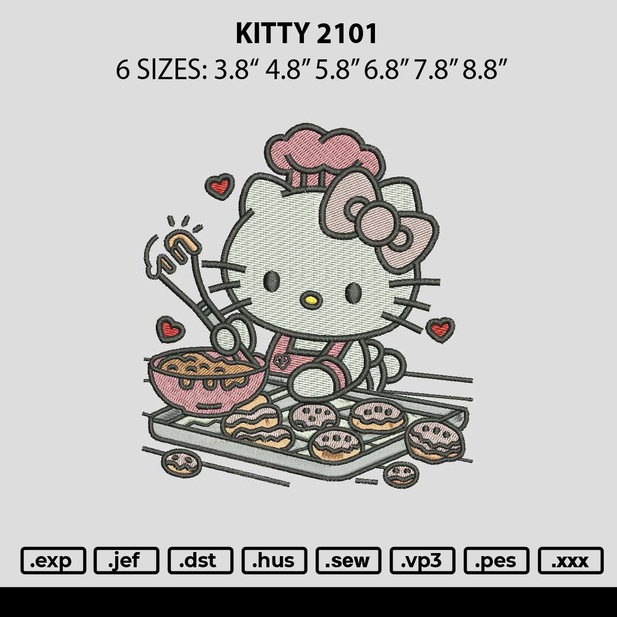 Kitty 2101 Embroidery File 6 sizes
