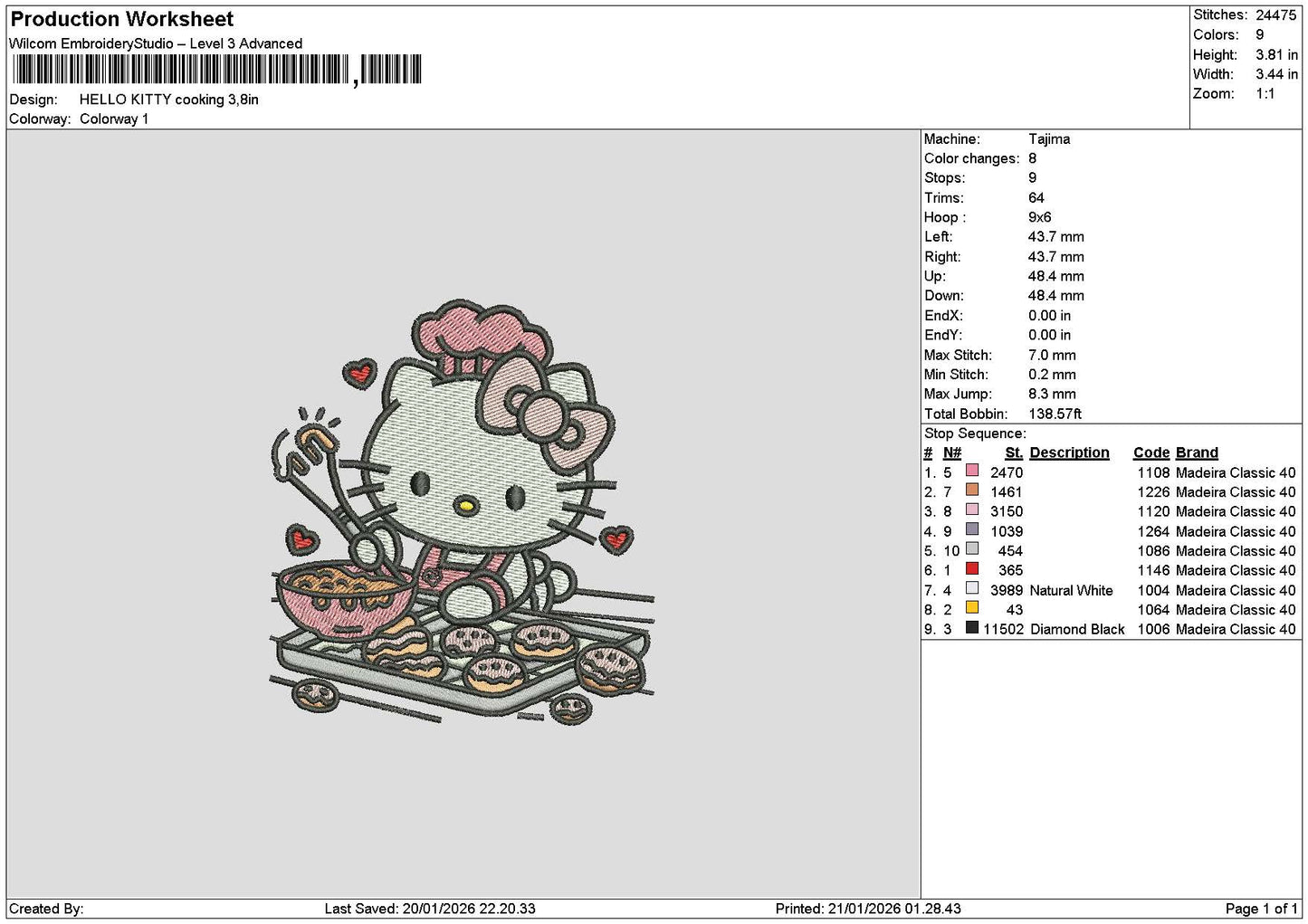 Kitty 2101 Embroidery File 6 sizes