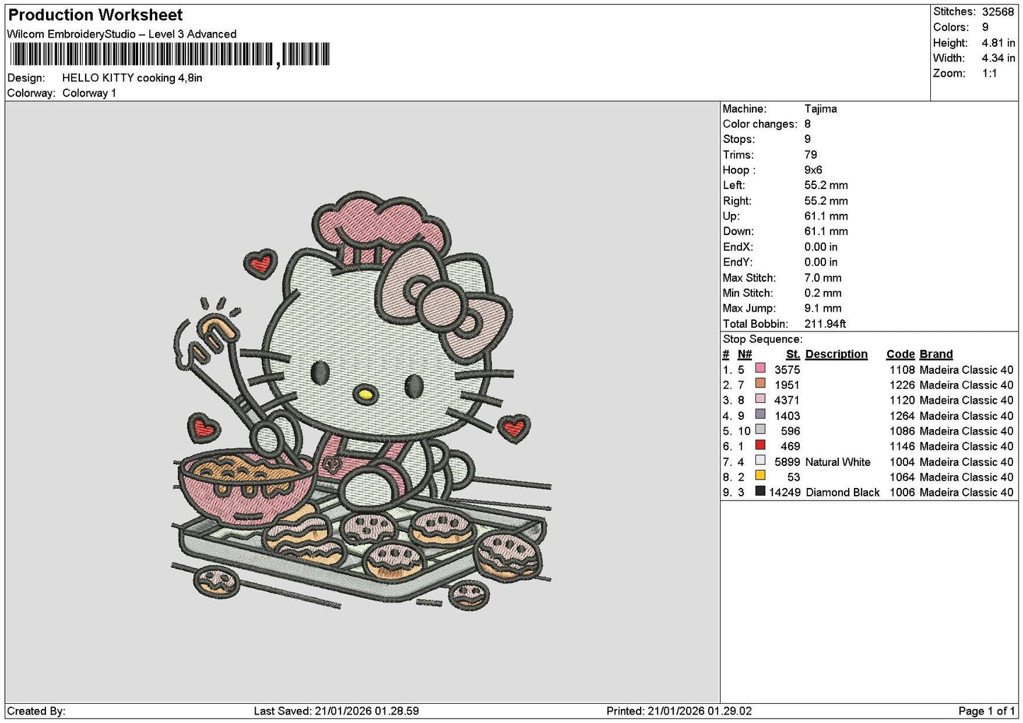 Kitty 2101 Embroidery File 6 sizes