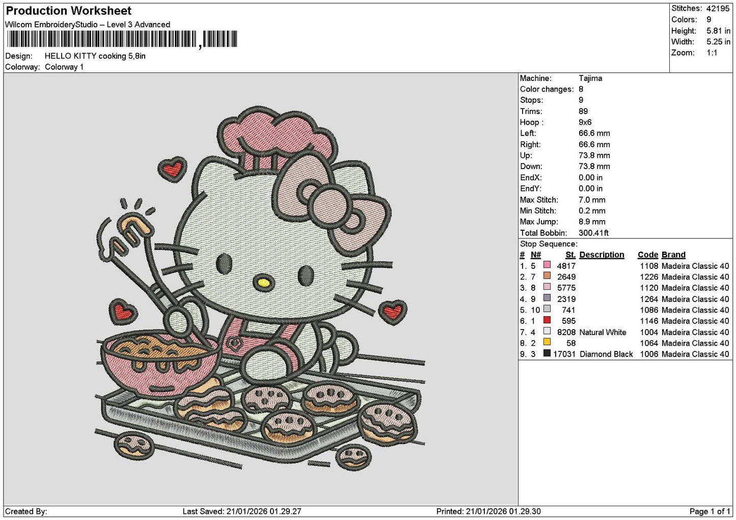 Kitty 2101 Embroidery File 6 sizes