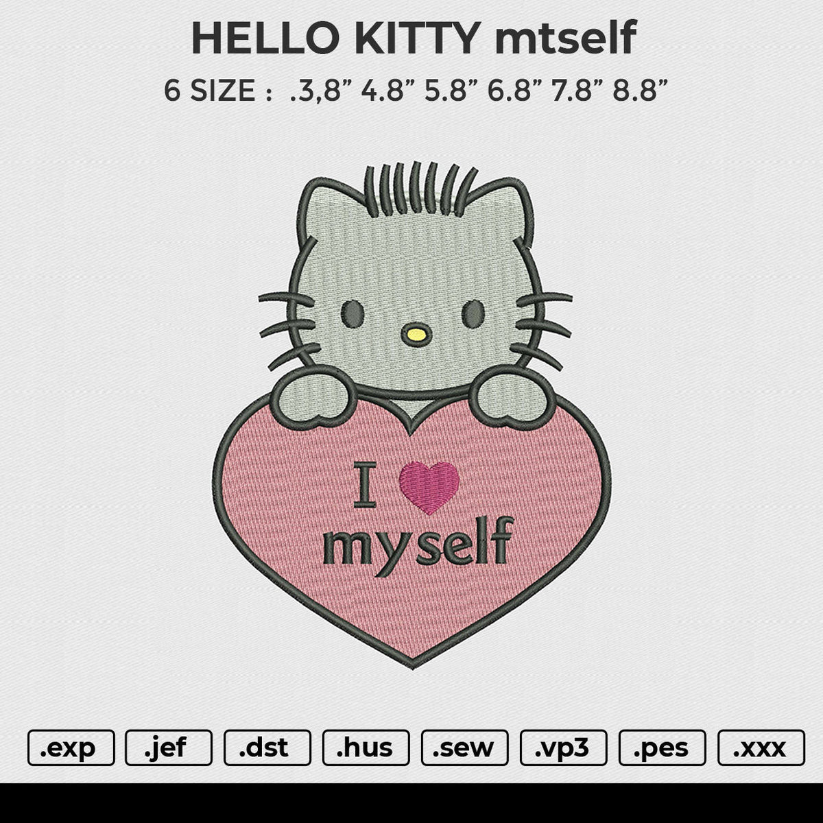 HELLO KITTY mtself Embroidery File 6 size