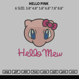 Hello Pink Embroidery File 6 sizes