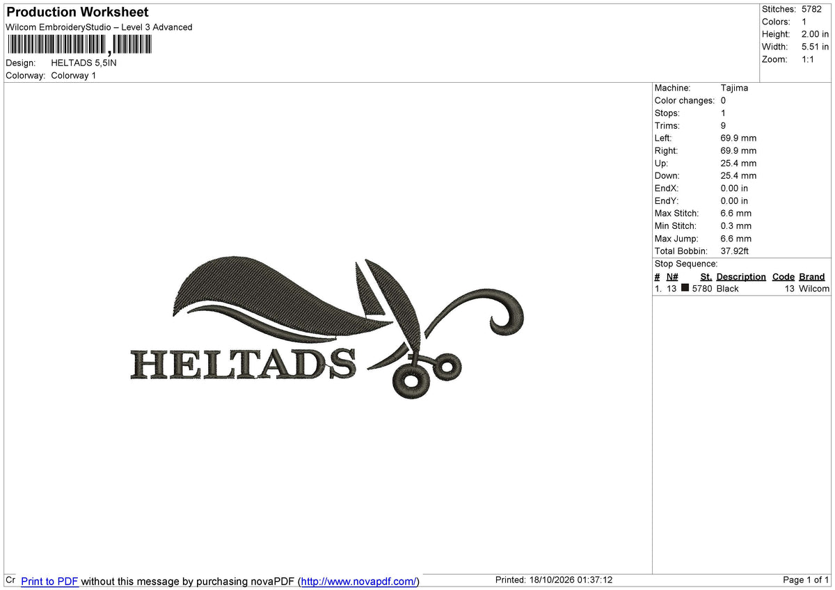HELTADS Embroidery File 6 size