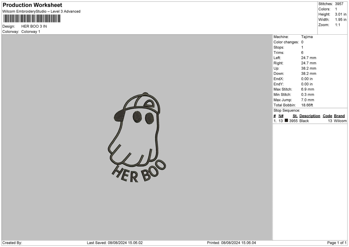 Her Ghost Embroidery File 6 Sizes