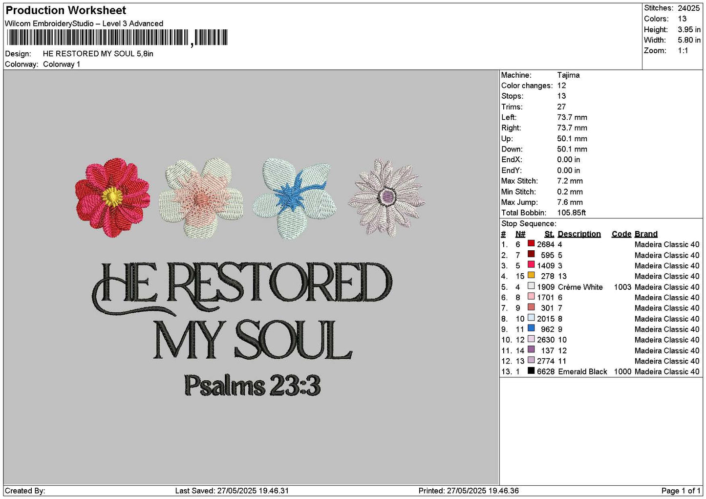 Restoredtext Embroidery File 6 sizes