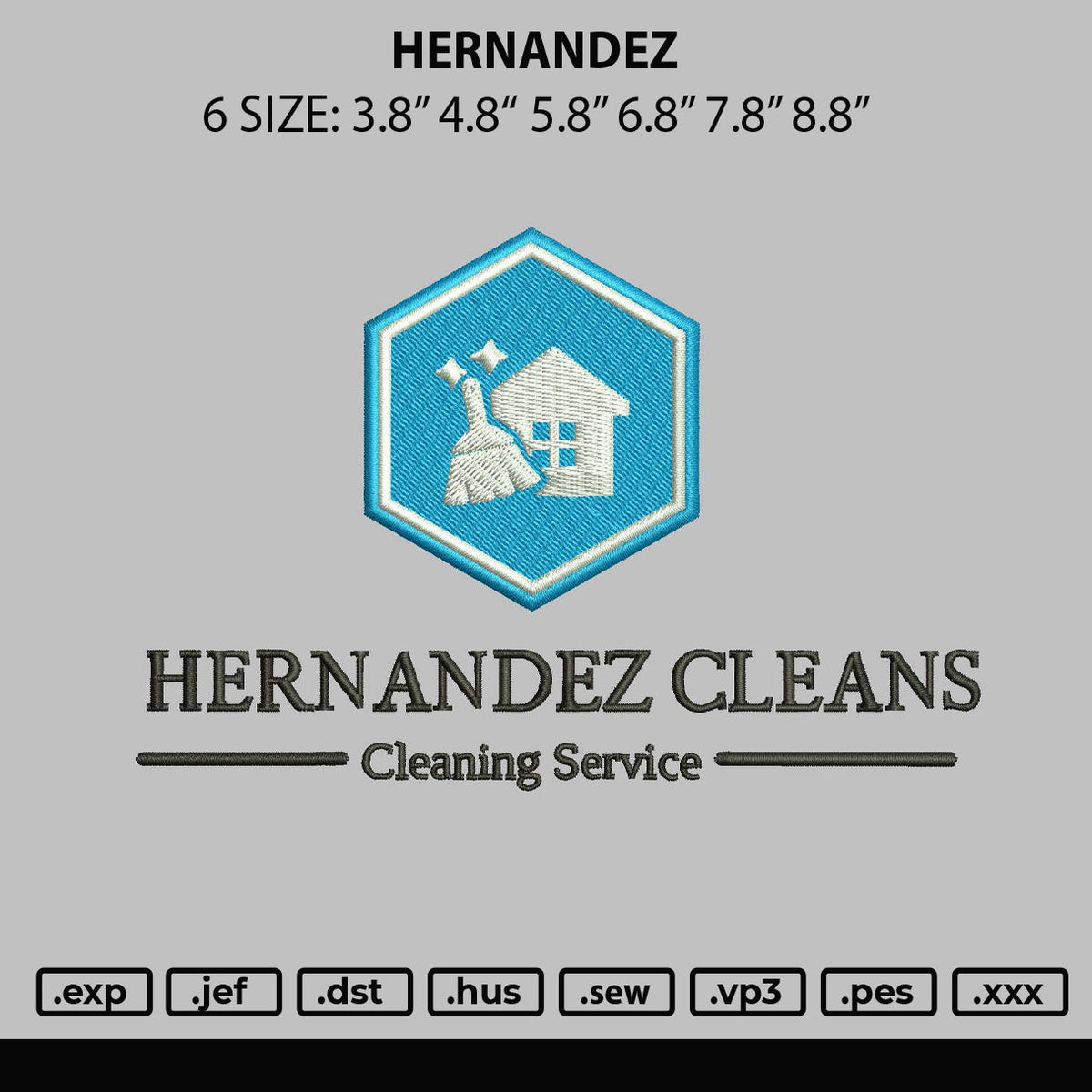 Hernandez Embroidery File 6 sizes