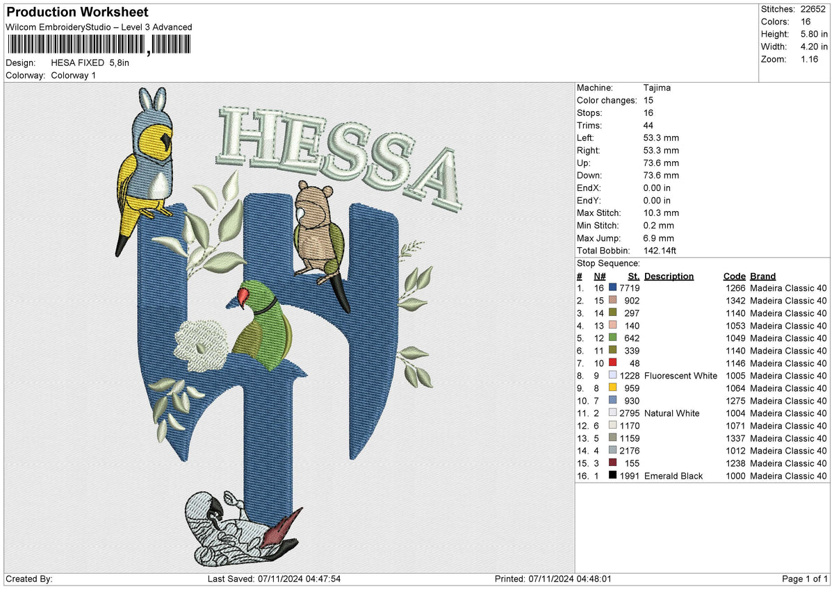 HESA Embroidery File 6 size