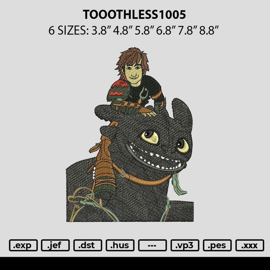 Toothless1005 Embroidery File 6 sizes