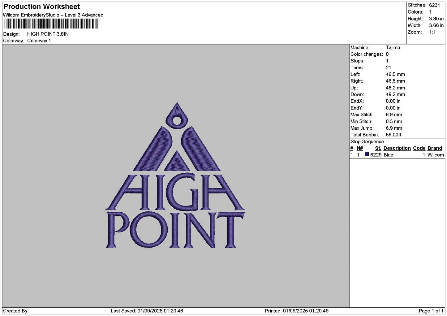 Hightext 0109 Embroidery File 6 sizes