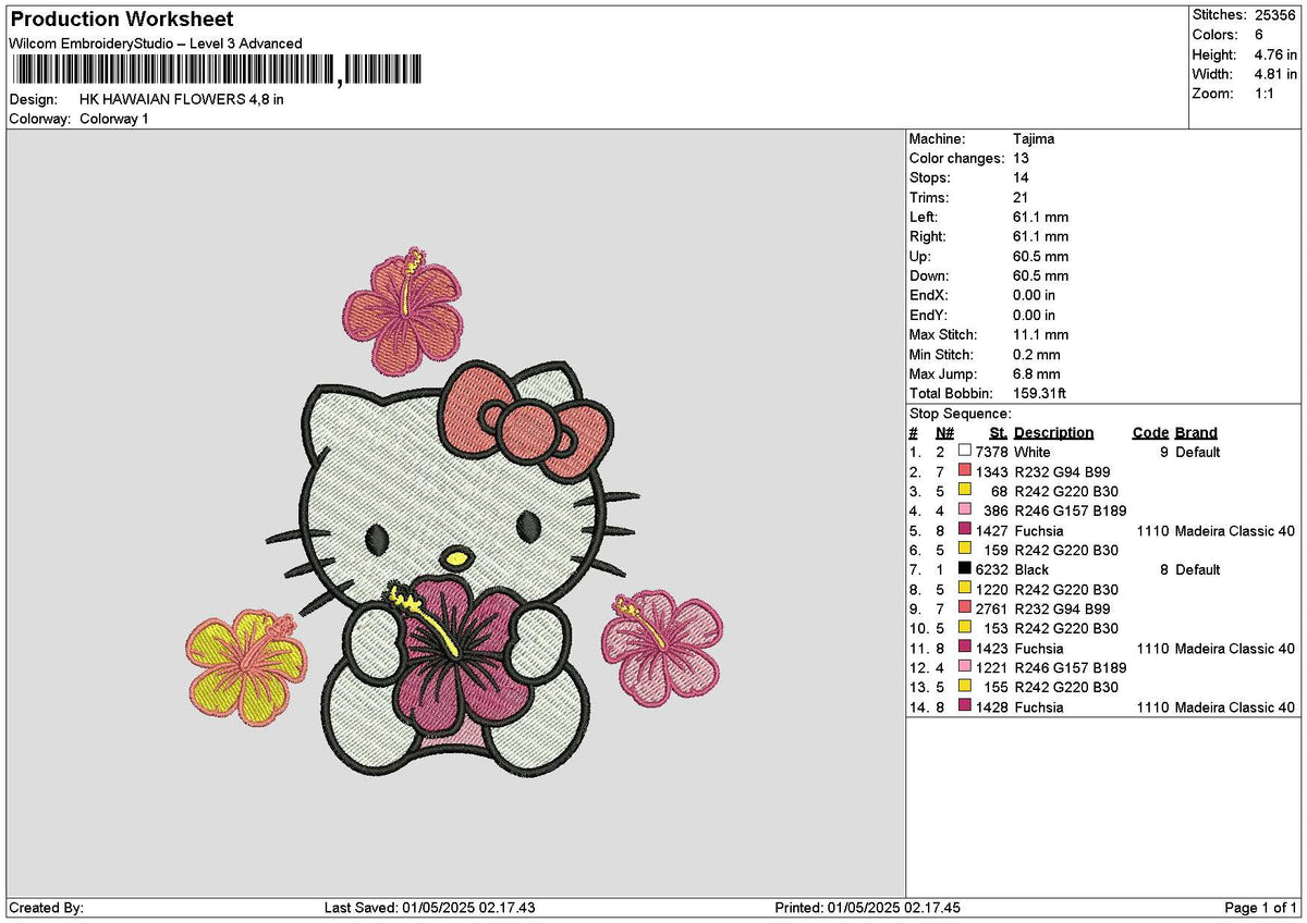 Hk Flowers 0105 Embroidery File 6 sizes