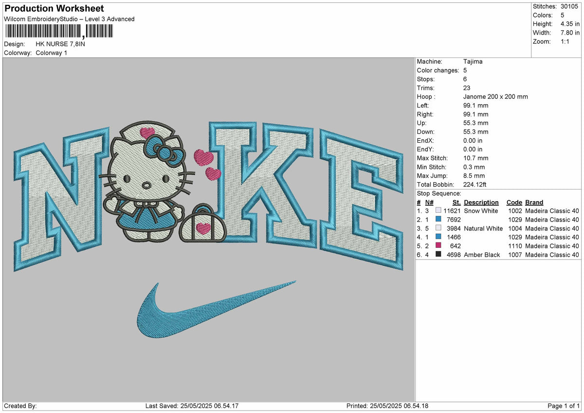 Nike Hk Nurse Embroidery File 6 sizes
