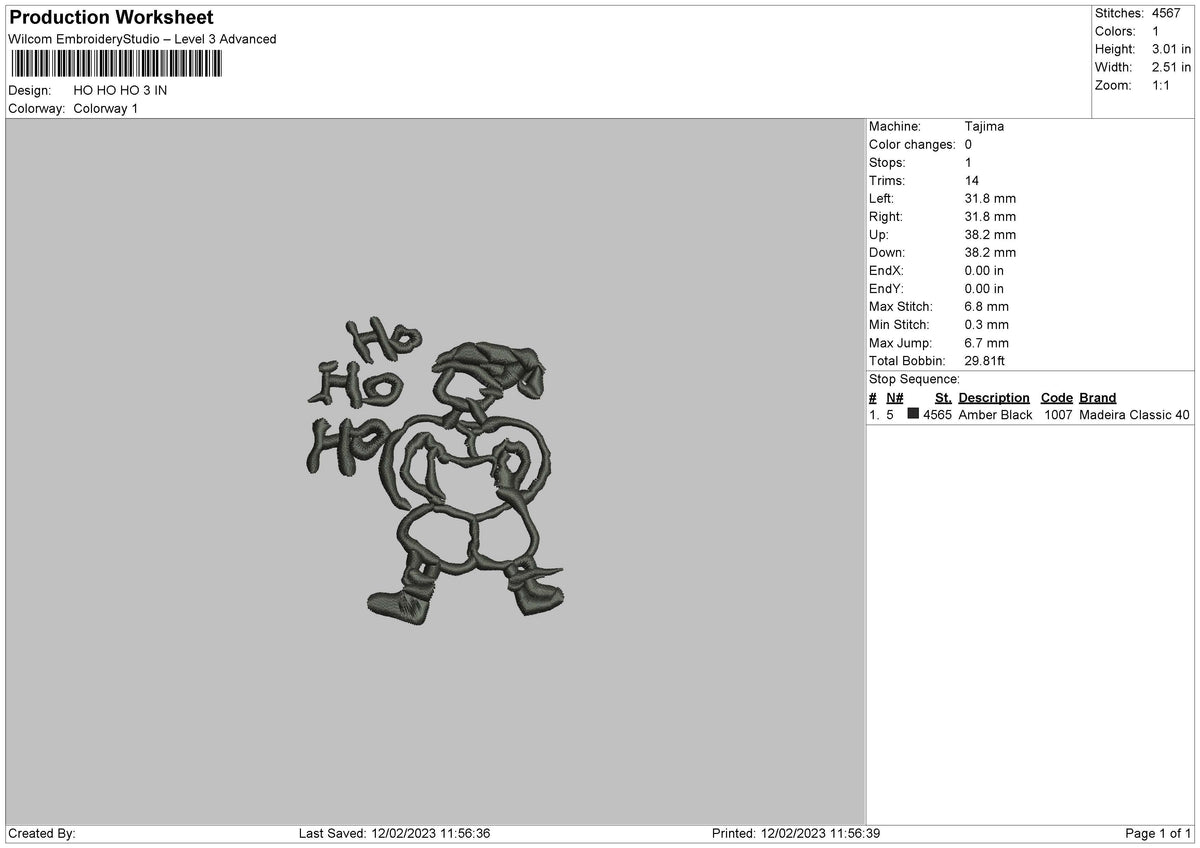Ho Ho Ho 02 Embroidery File 6 sizes