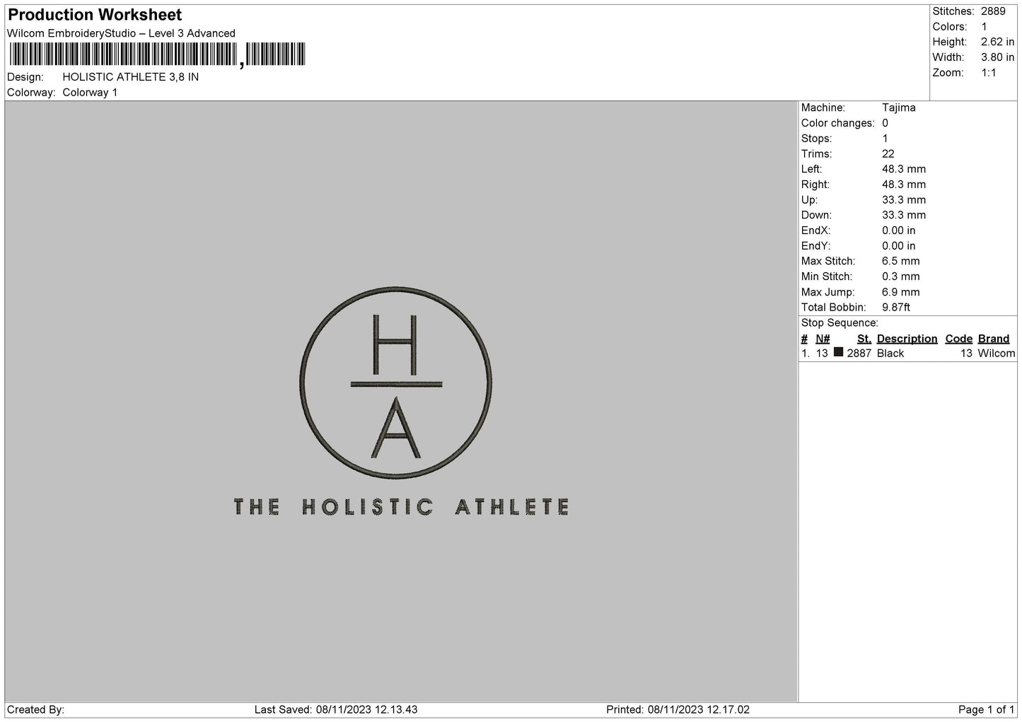 Holistic A Embroidery File 6 sizes