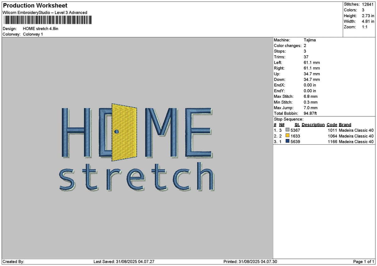 Hometext 3108 Embroidery File 6 sizes