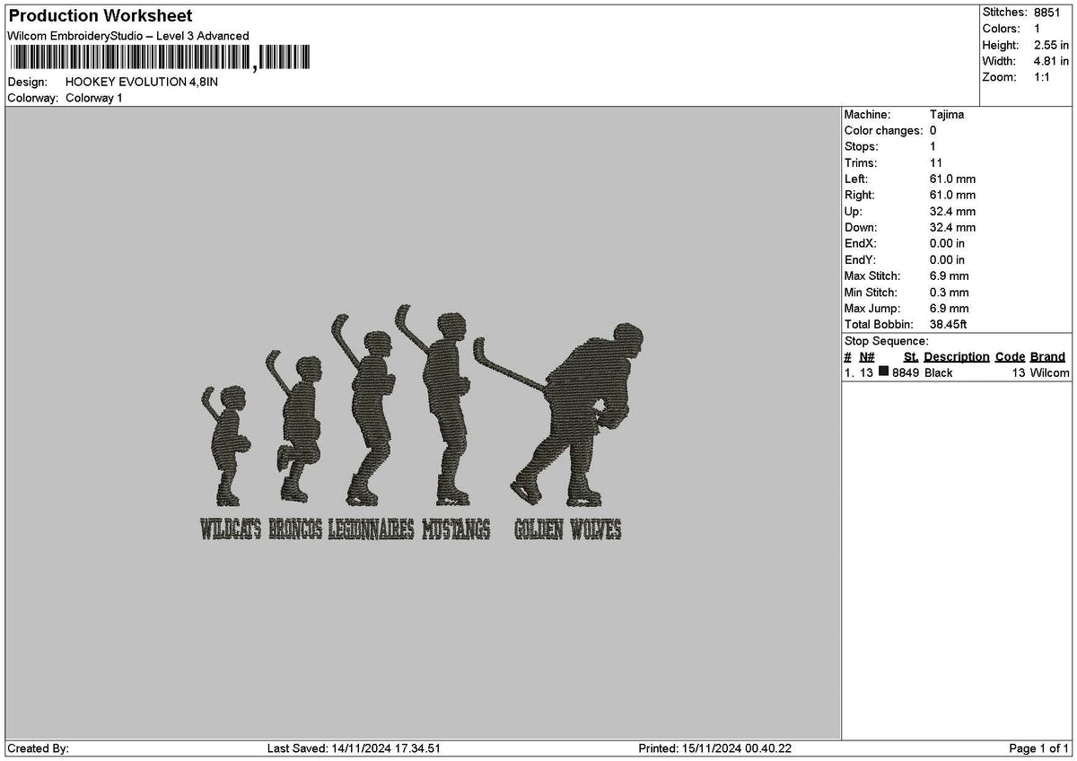 Hockey Evo Embroidery File 6 sizes
