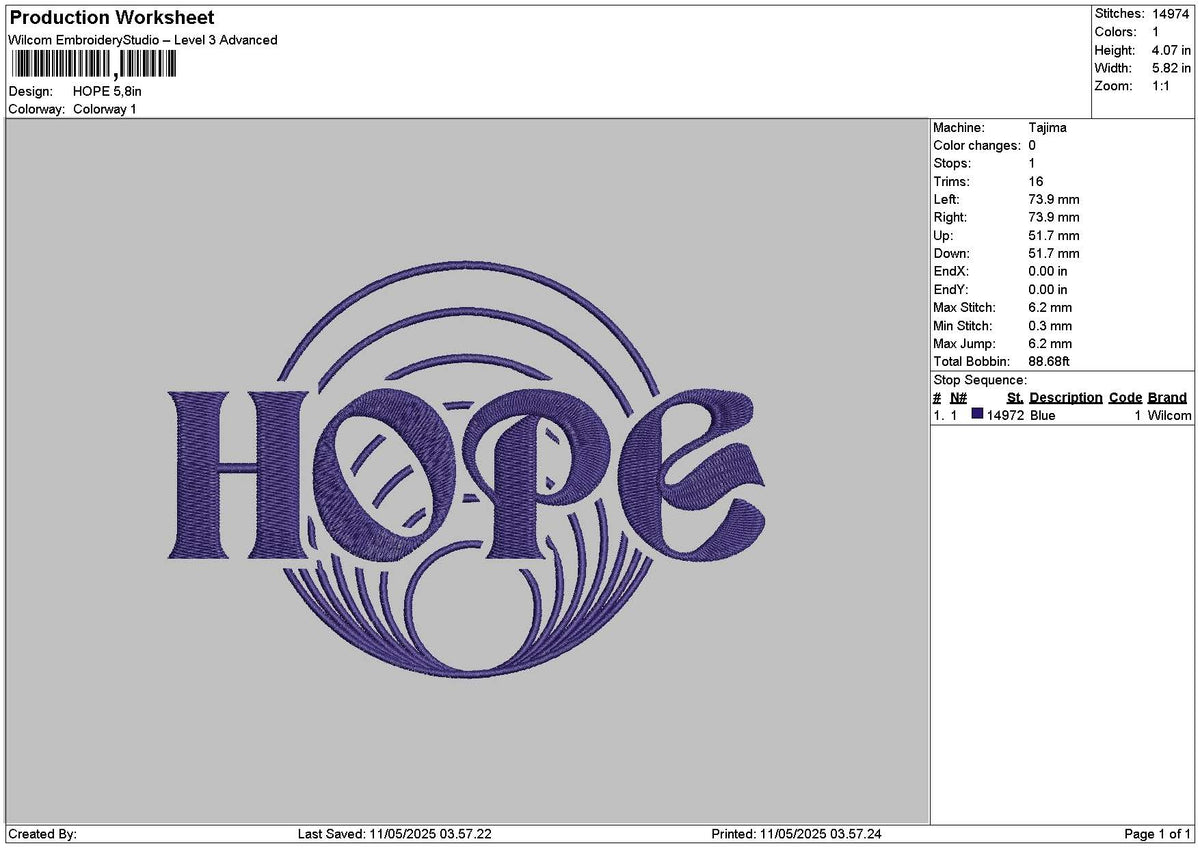 Hopetext 1105 Embroidery File 6 sizes
