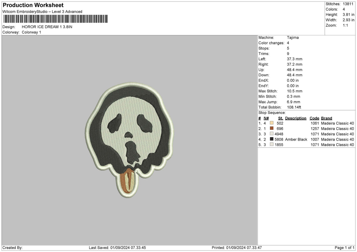 Ghost Ice 01 Embroidery File 6 sizes