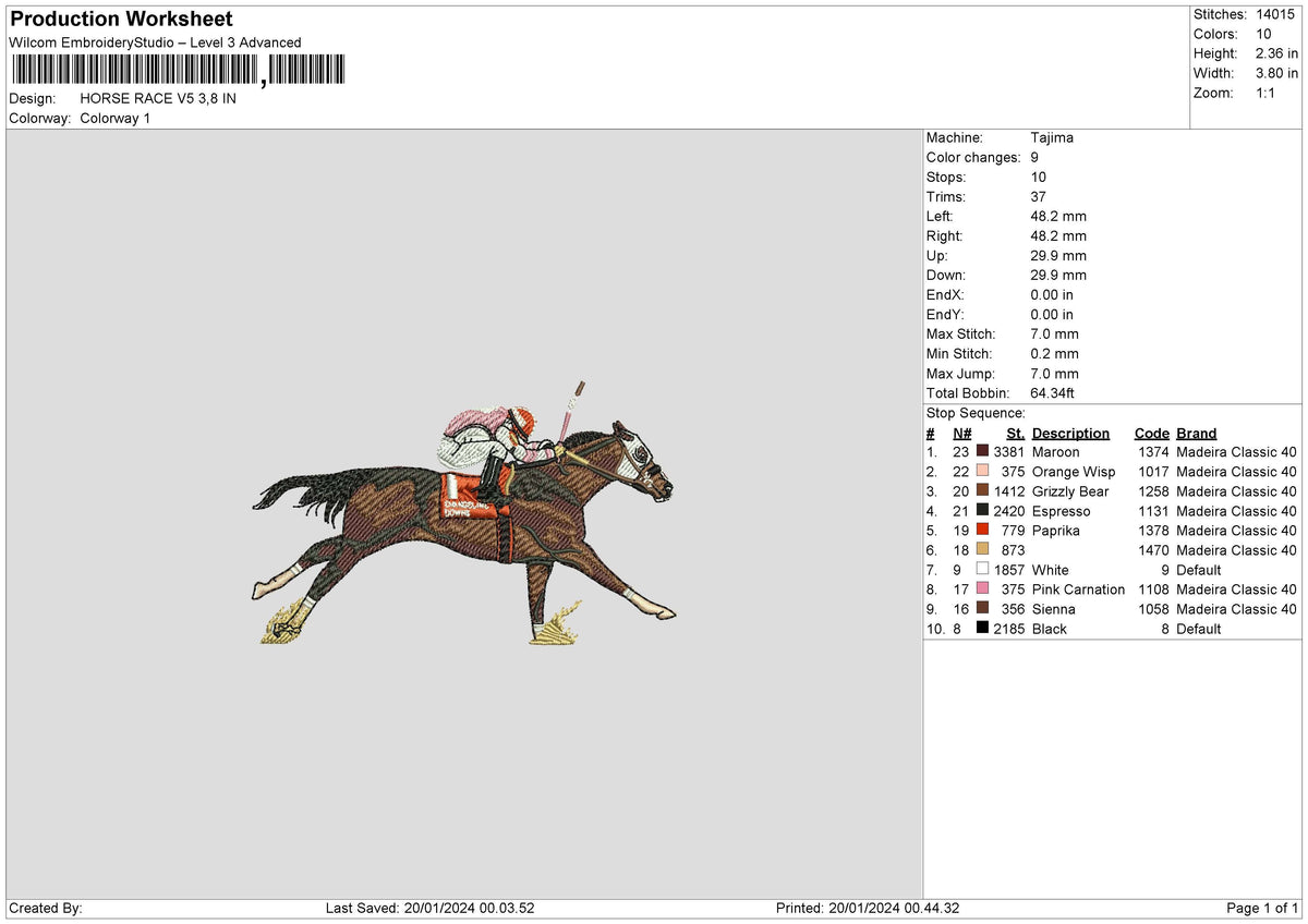 Horse Race V5 Embroidery File 6 sizes