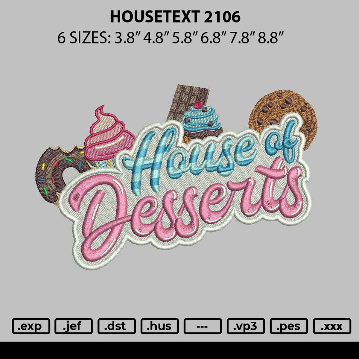 Housetext 2106 Embroidery File 6 sizes