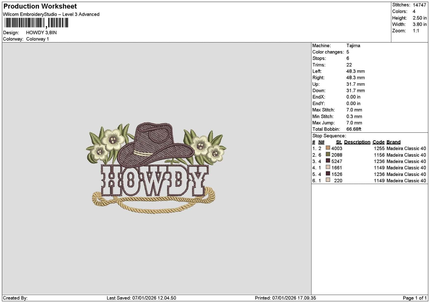 Howdytext Embroidery File 6 sizes