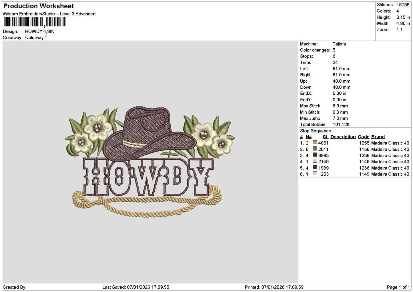 Howdytext Embroidery File 6 sizes