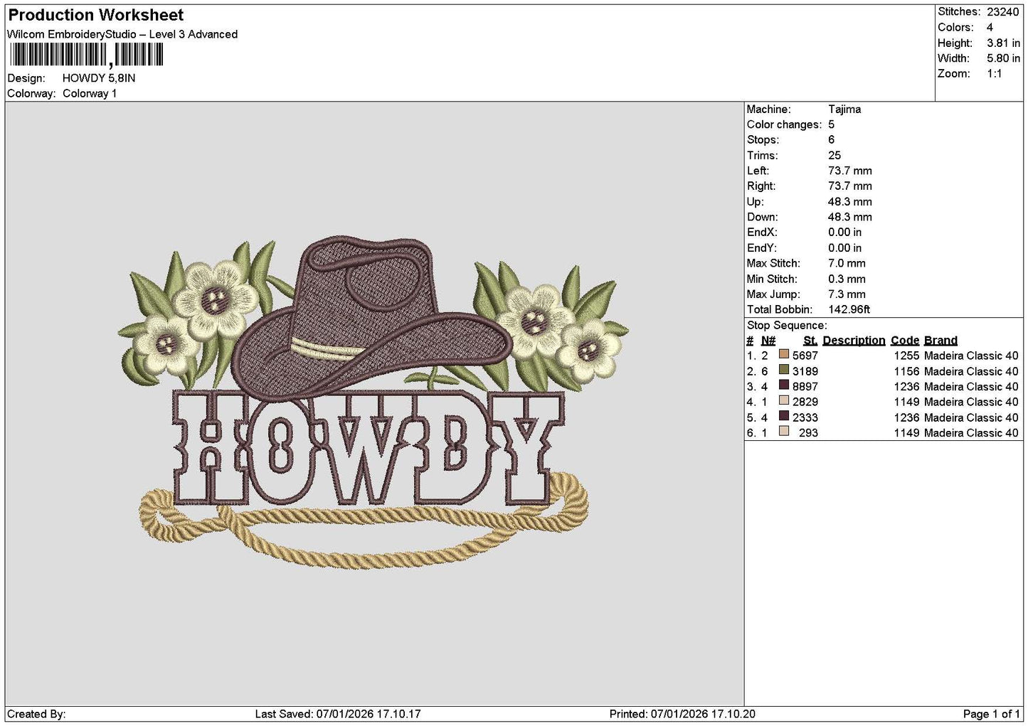 Howdytext Embroidery File 6 sizes