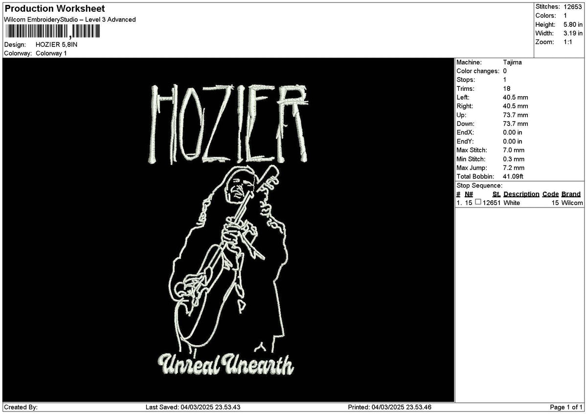 Hoziertext Embroidery File 6 sizes