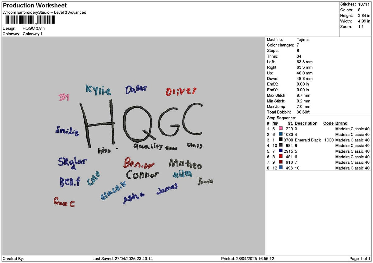 Hqgctext Embroidery File 6 sizes