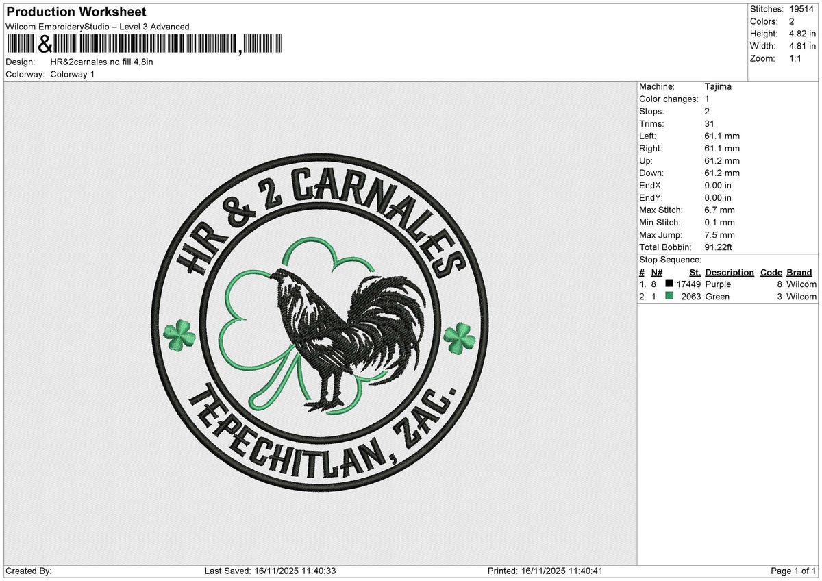 HR&2carnales Embroidery File 6 size