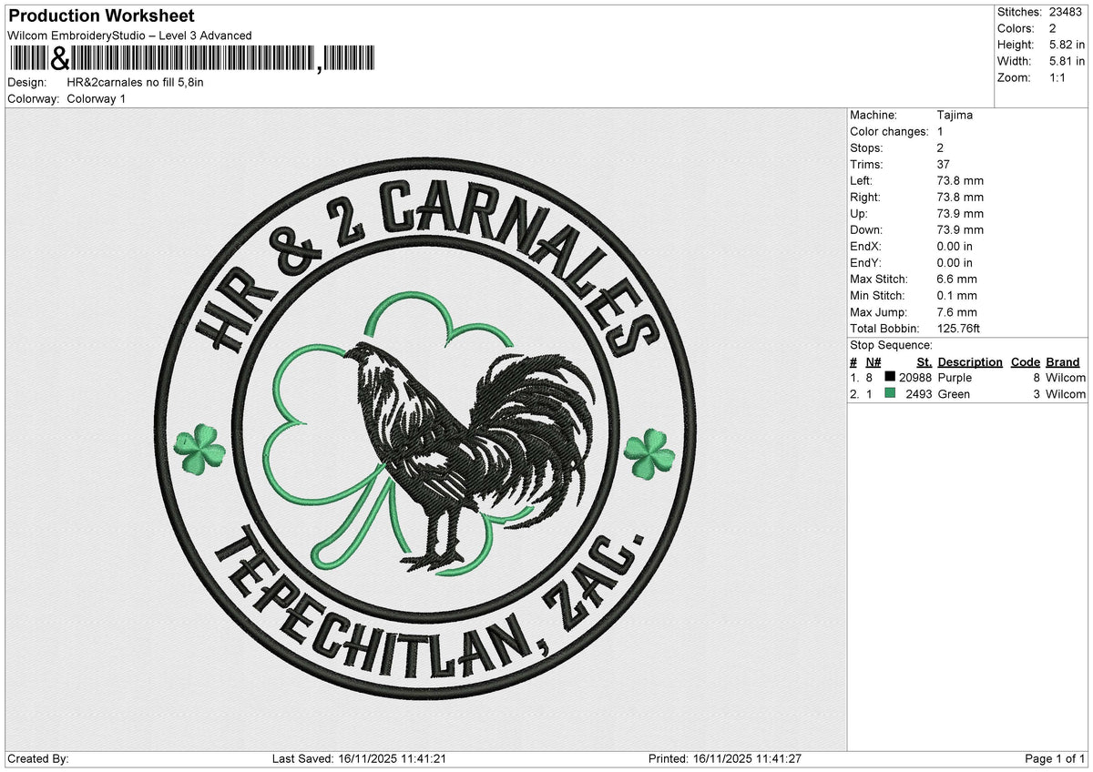 HR&2carnales Embroidery File 6 size