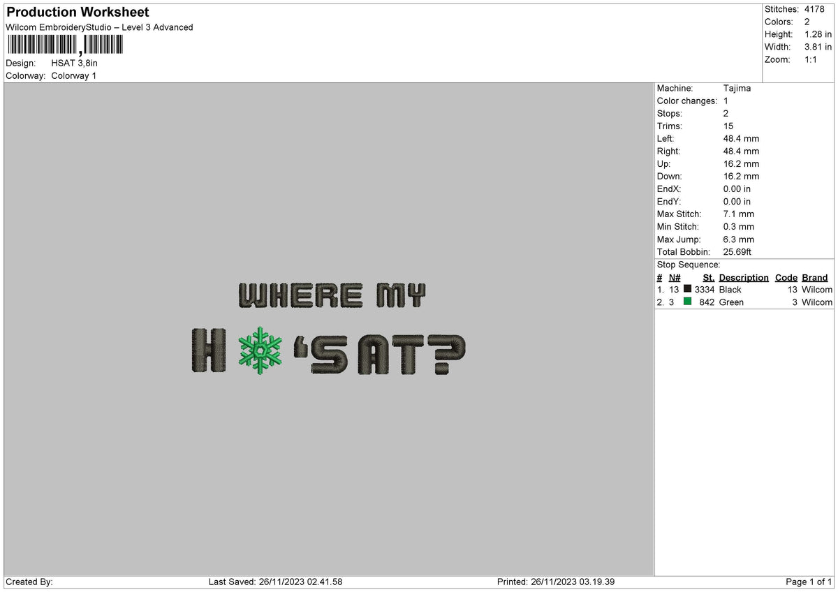 Where My Text Embroidery File 6 sizes