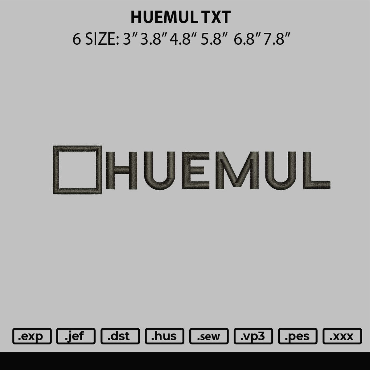Huemul Txt Embroidery File 6 sizes