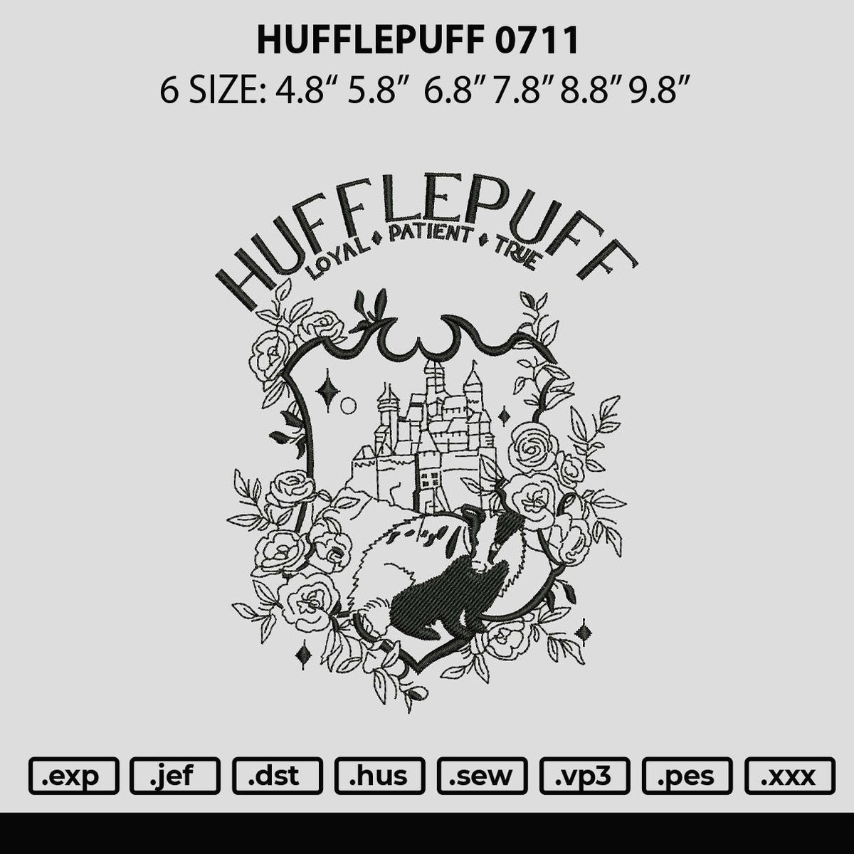 Hufflepuff 0711 Embroidery File 6 sizes