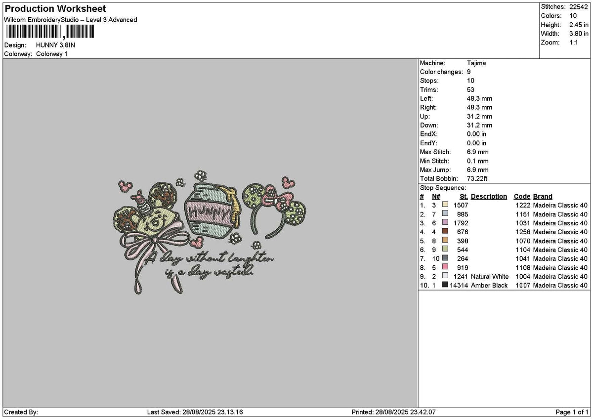 Honey2808 Embroidery File 6 sizes