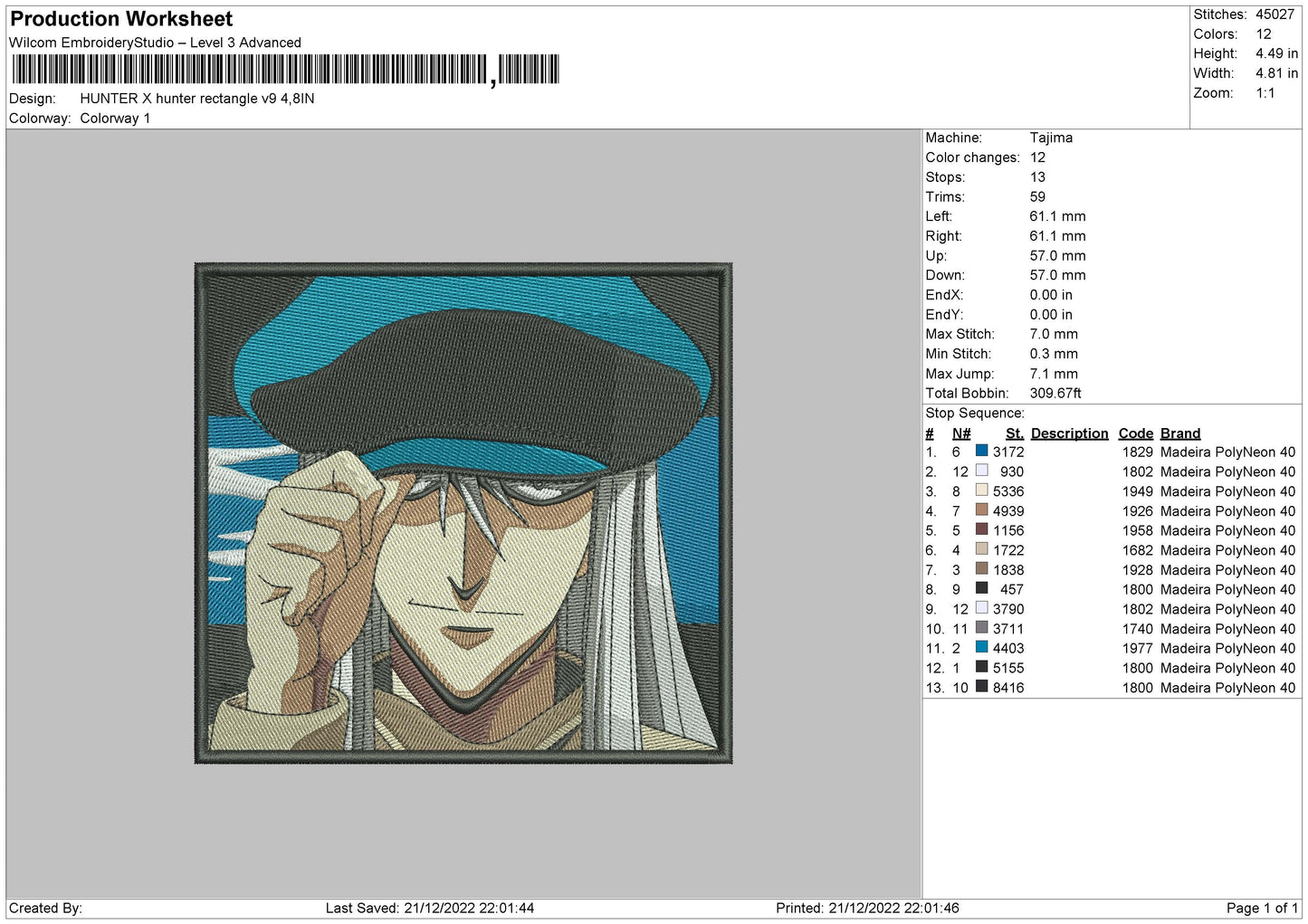 Hunter Hx Rectangle V9 Embroidery File 6 sizes