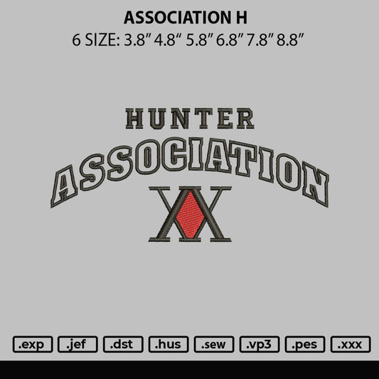 Association Embroidery File 6 sizes