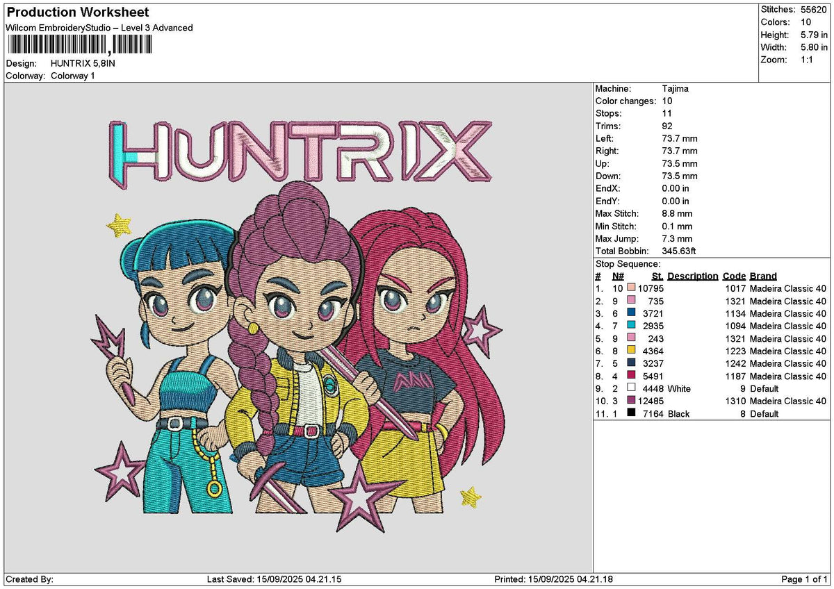 Girls 1509 Embroidery File 6 sizes